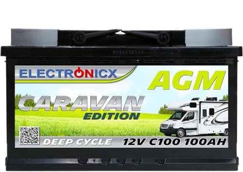 Electronicx Wohnwagen AGM Batterie 100Ah 12V - Mover Solarbatterie Camping Solar...