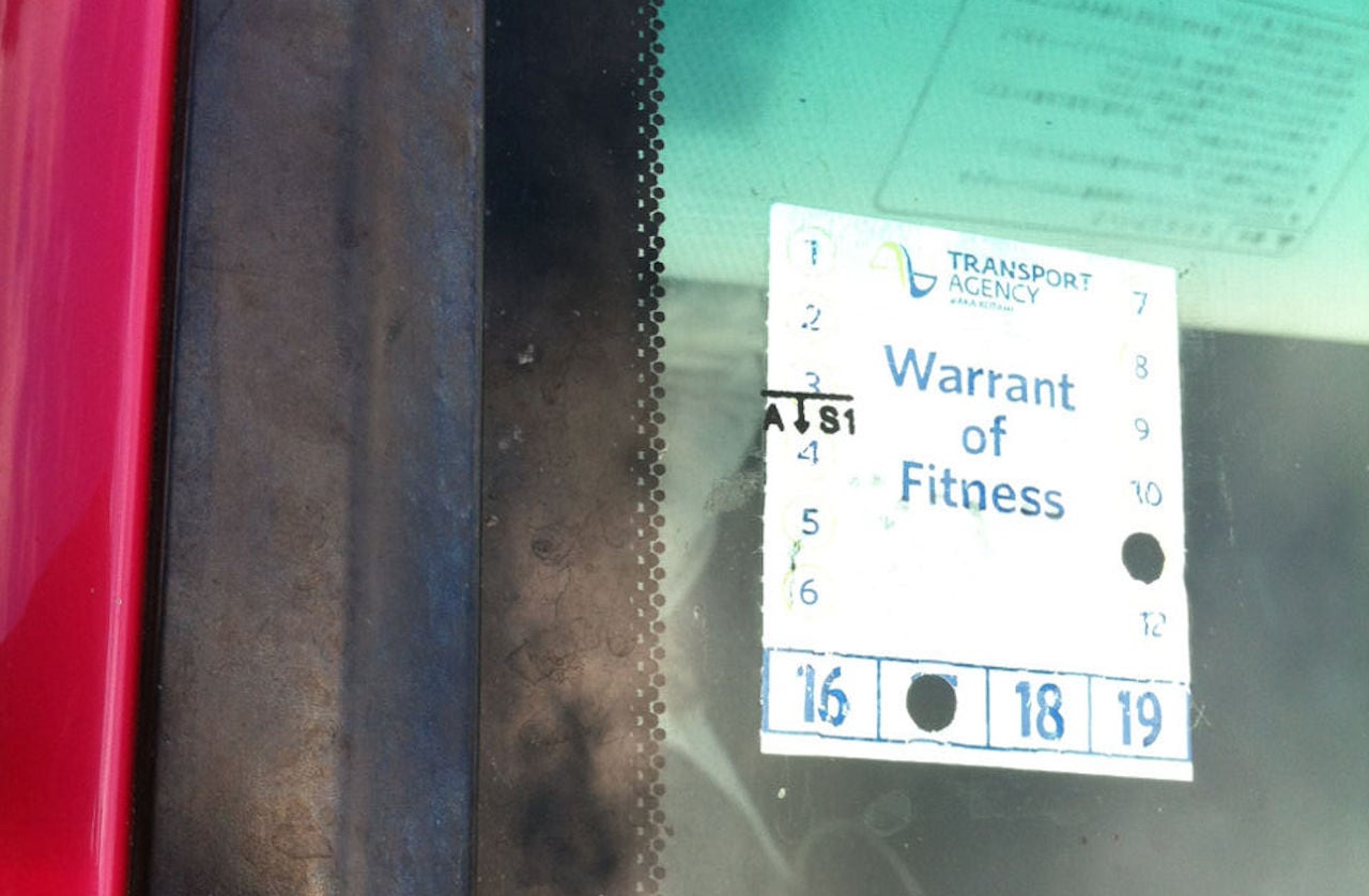 Autokauf in Neuseeland Warrant of Fitness