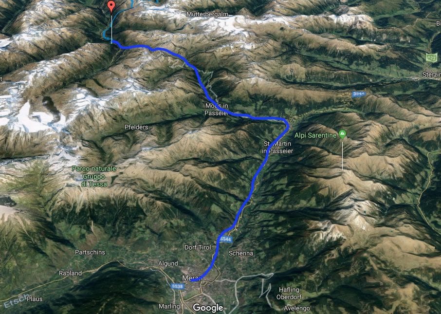 Alpenüberquerung Sölden / Zweiselstein nach Meran Karte