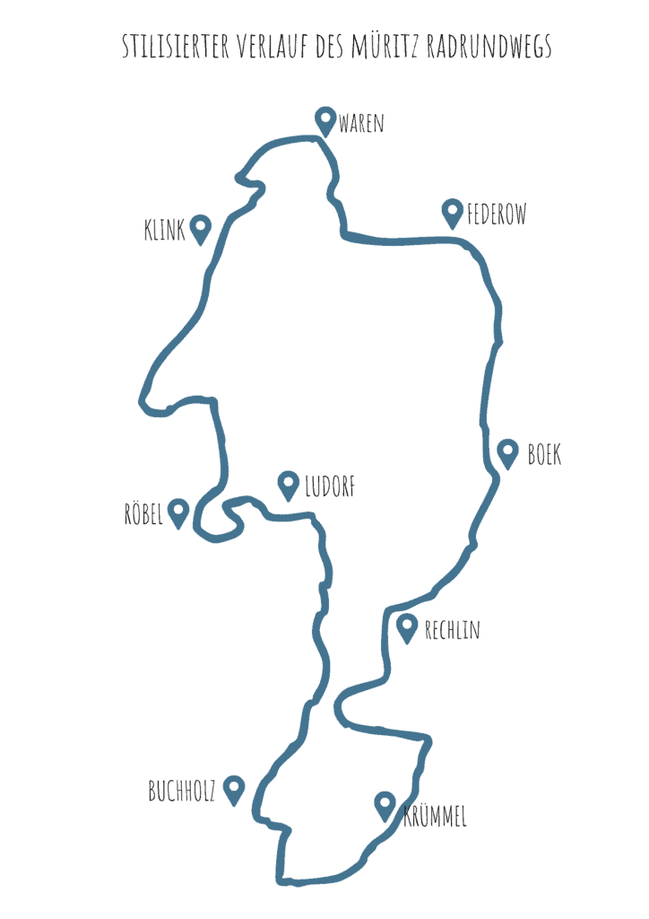 stilisierter Verlauf des Müritz Radrundweg