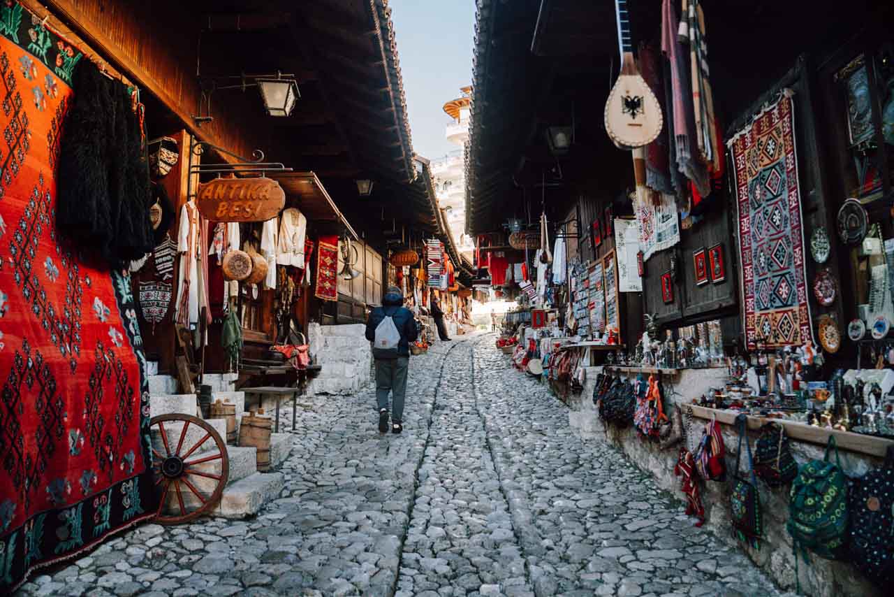 Bazar in Kruja in Albanien
